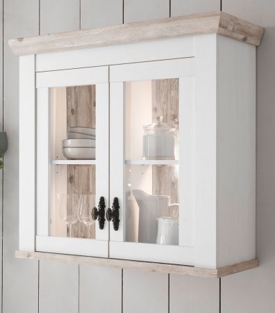 K�che H�ngeschrank Rovola in wei� Pinie Landhaus K�chenschrank h�ngend 92 x 85 cm, Soft-Close