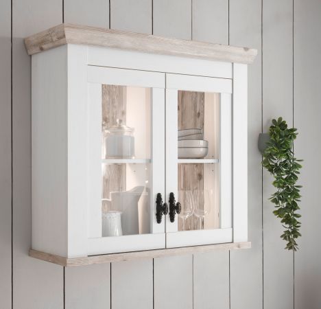 K�che H�ngeschrank Rovola in wei� Pinie Landhaus K�chenschrank h�ngend 92 x 85 cm, Soft-Close