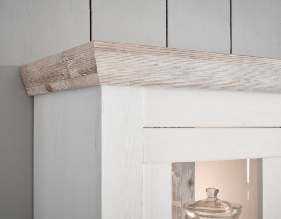 K�che H�ngeschrank Rovola in wei� Pinie Landhaus K�chenschrank h�ngend 92 x 85 cm, Soft-Close
