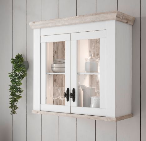K�che H�ngeschrank Rovola in wei� Pinie Landhaus K�chenschrank h�ngend 92 x 85 cm, Soft-Close