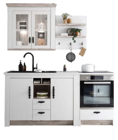K�che Rovola in wei� Pinie Landhaus K�chenschrank Set 4-teilig 191 x 200 cm