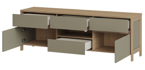 TV-Lowboard Finnes in Salbei und Eiche TV Unterteil skandinavisch 164 cm, Soft-Close