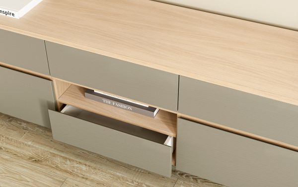 TV-Lowboard Finnes in Salbei und Eiche TV Unterteil skandinavisch 164 cm, Soft-Close