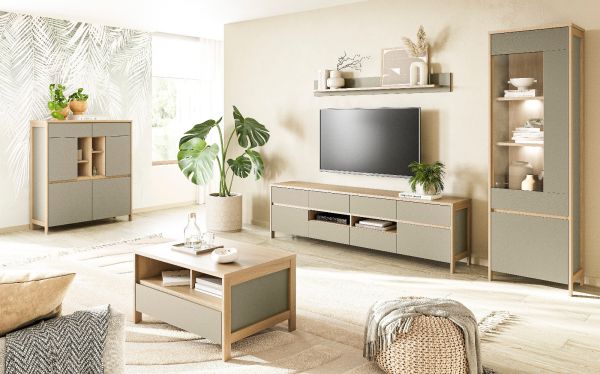 TV-Lowboard Finnes in Salbei und Eiche TV Unterteil skandinavisch 193 cm, Soft-Close