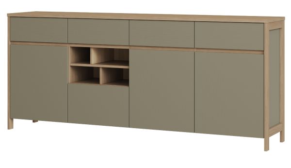 Sideboard Finnes in Salbei und Eiche Kommode skandinavisch 193 cm, Soft-Close