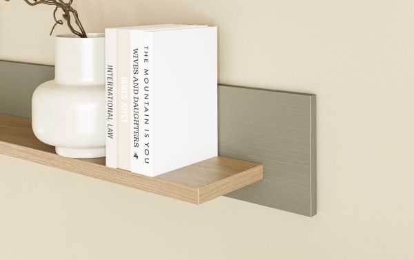 Wohnwand Finnes in Salbei und Eiche Wohnkombination skandinavisch 3-teilig 319 cm, Soft-Close