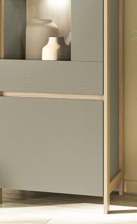 Wohnwand Finnes in Salbei und Eiche Wohnkombination skandinavisch 3-teilig 266 cm, Soft-Close
