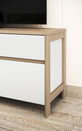 TV-Lowboard Finnes in wei� und Eiche TV Unterteil skandinavisch 164 cm, Soft-Close