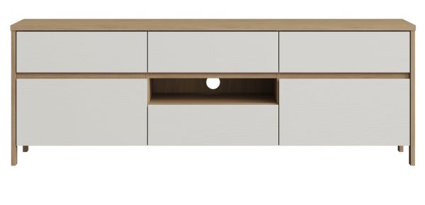 TV-Lowboard Finnes in wei� und Eiche TV Unterteil skandinavisch 164 cm, Soft-Close