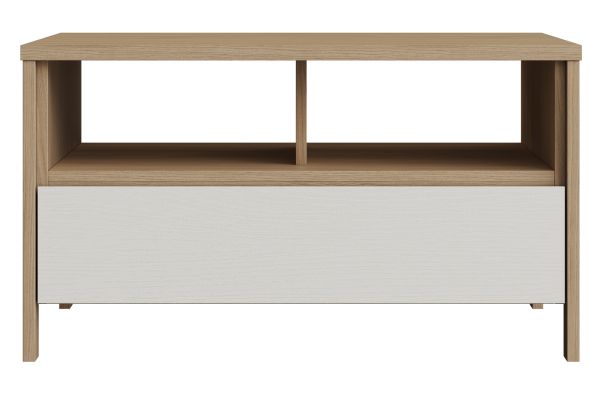 Couchtisch Finnes in wei� und Eiche Beistelltisch skandinavisch 80 x 60 cm, Soft-Close