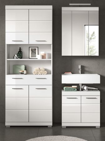 Badm�bel Set 3-teilig Shawn in wei� Hochglanz Badkombination 149 x 191 cm
