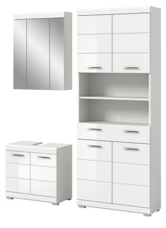 Badm�bel Set 3-teilig Shawn in wei� Hochglanz Badkombination 149 x 191 cm