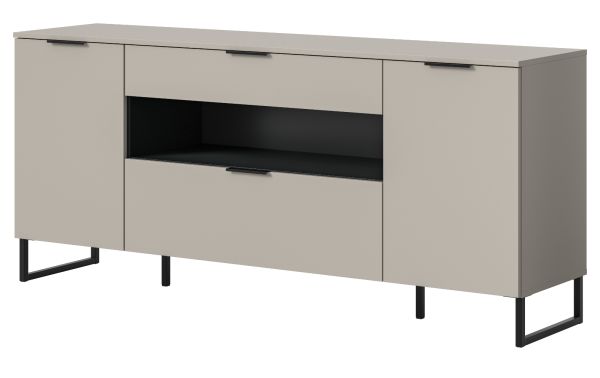TV-Lowboard Morena in kaschmir und schwarz TV Unterteil 185 cm, Soft-Close