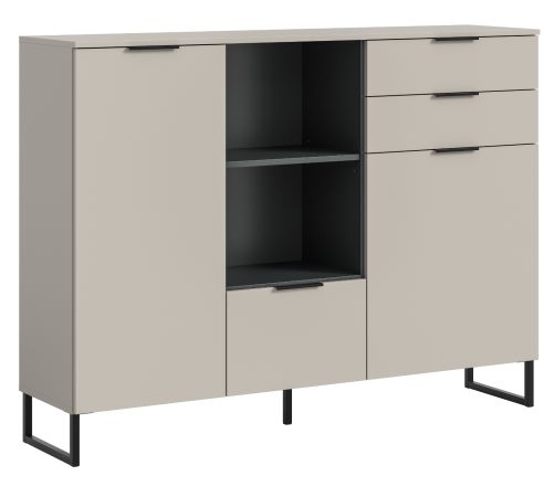 Highboard Morena in Kaschmir und Schwarz Kommode 150 x 112 cm, Soft-Close