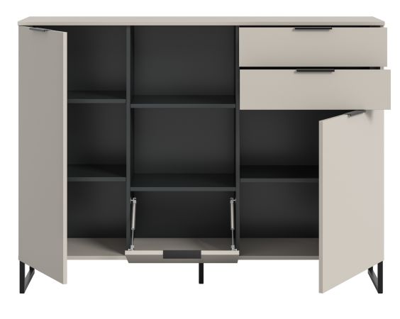 Highboard Morena in Kaschmir und Schwarz Kommode 150 x 112 cm, Soft-Close