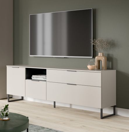 TV-Lowboard Morena in kaschmir und schwarz TV Unterteil 185 cm, Soft-Close
