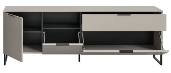 TV-Lowboard Morena in kaschmir und schwarz TV Unterteil 185 cm, Soft-Close