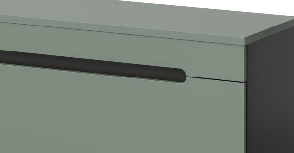 Wohnkombination Cooper in Salbei Gr�n und Basalt Grau TV-Lowboard h�ngend / stehend und Wandboard 170 cm