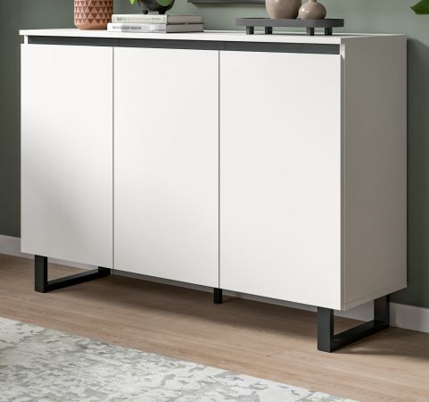 Sideboard Gelia in wei� und schwarz Kommode 120 x 84 cm, Soft-Close