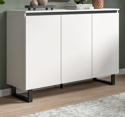 Sideboard Gelia in wei� und schwarz Kommode 120 x 84 cm, Soft-Close