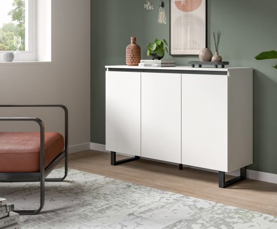 Sideboard Gelia in wei� und schwarz Kommode 120 x 84 cm, Soft-Close