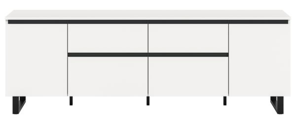 TV-Lowboard Gelia in wei� und schwarz TV Unterteil 188 x 65 cm, Soft-Close und Komforth�he