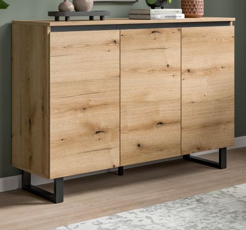 Sideboard Gelia in Evoke Eiche und schwarz Kommode 120 x 84 cm, Soft-Close