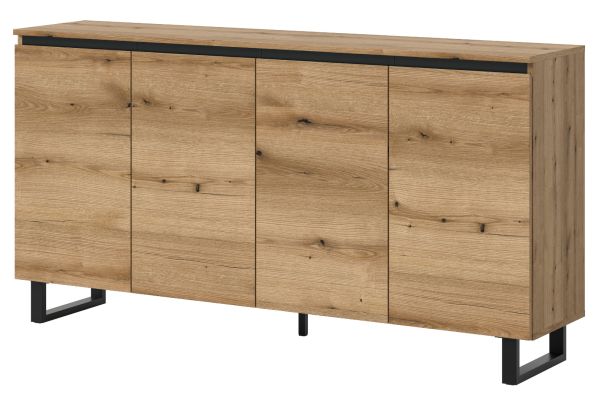 Sideboard Gelia in Evoke Eiche und schwarz Kommode 160 x 84 cm, Soft-Close
