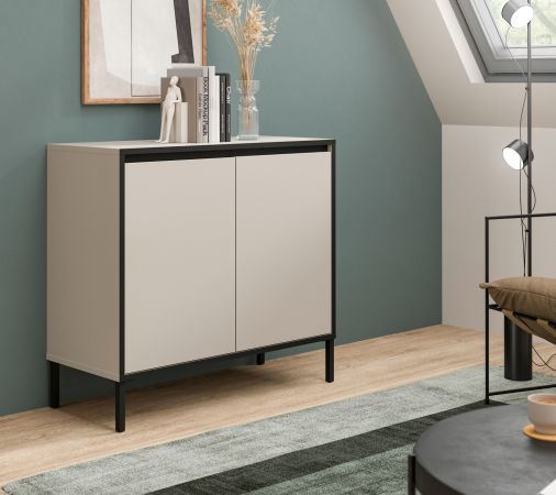 Kommode Torello in Kaschmir und Schwarz Sideboard 92 x 83 cm