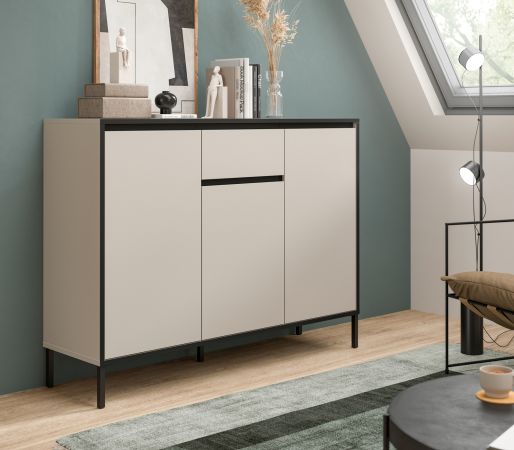 Sideboard Torello in Kaschmir und Schwarz Kommode 136 x 101 cm