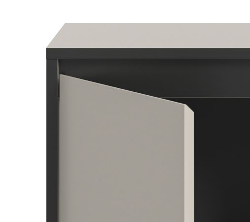 TV-Lowboard Torello in Kaschmir und Schwarz TV Unterteil mit Komforth�he 150 x 62 cm