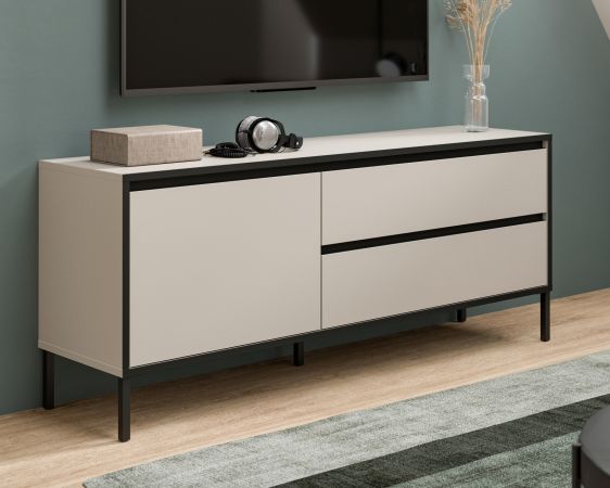 TV-Lowboard Torello in Kaschmir und Schwarz TV Unterteil mit Komforth�he 150 x 62 cm