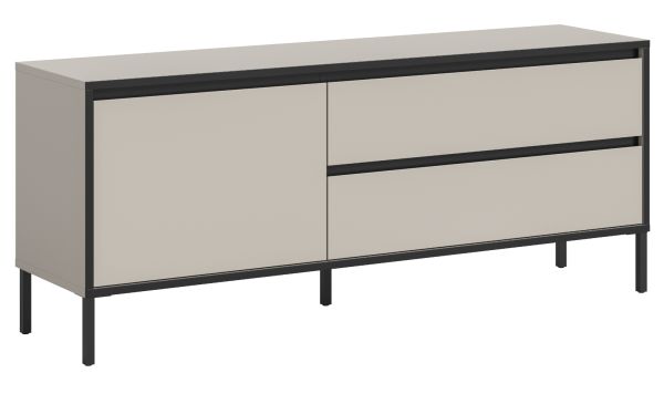 TV-Lowboard Torello in Kaschmir und Schwarz TV Unterteil mit Komforth�he 150 x 62 cm