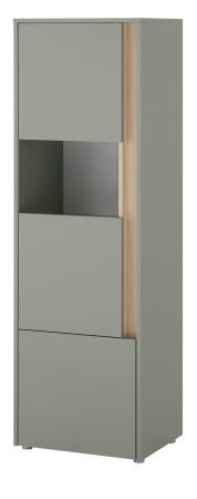 Vitrine Center in Salbei und Barista Eiche Vitrinenschrank 50 x 155 cm