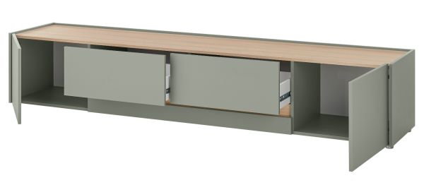 TV-Lowboard Center in Salbei und Barista Eiche TV Unterteil 223 cm TV-Board XL