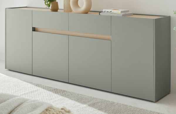 Sideboard Center in Salbei und Barista Eiche Kommode 223 cm
