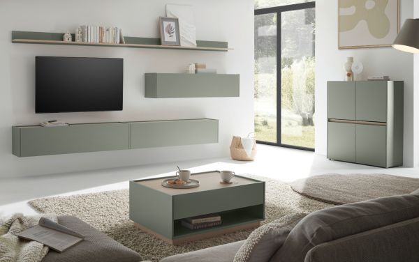 Highboard Center in Salbei und Barista Eiche Kommode 100 x 120 cm