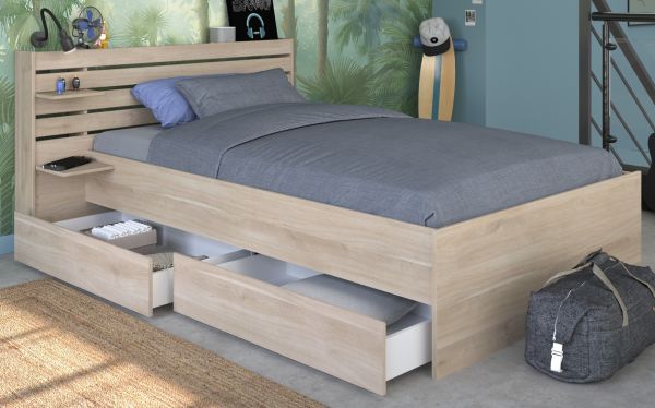 Parisot Kinder- und Jugendzimmer Stauraumbett Escale7 in Eiche japanisch Bett Liegefl�che 120 x 200 cm