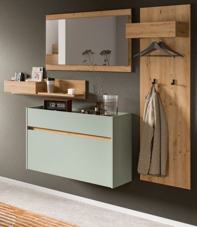 Garderobe Set 4-teilig Borga in Salbei und Artisan Eiche 205 x 192 cm