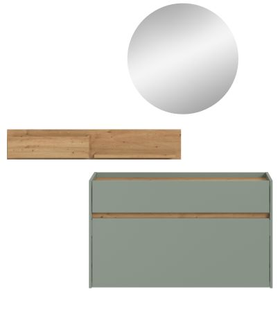 Garderobe Set 3-teilig Borga in Salbei und Artisan Eiche 140 x 197 cm