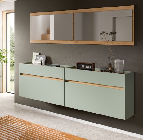 Garderobe Set 4-teilig Borga in Salbei und Artisan Eiche 220 x 192 cm