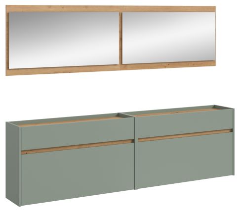 Garderobe Set 4-teilig Borga in Salbei und Artisan Eiche 220 x 192 cm