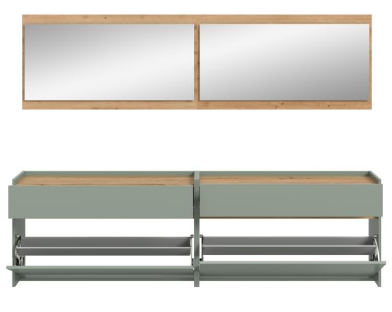Garderobe Set 4-teilig Borga in Salbei und Artisan Eiche 220 x 192 cm