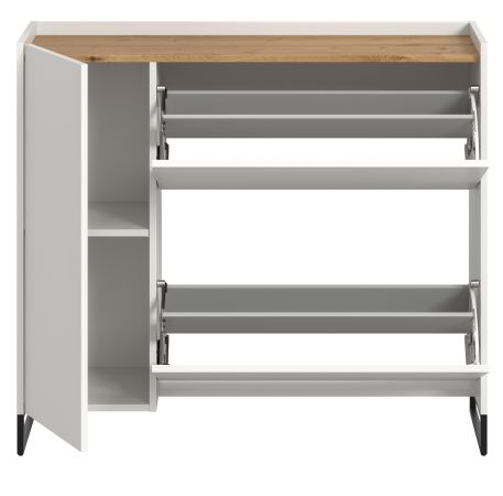 Schuhkipper Borga in wei� und Artisan Eiche Schuhschrank 110 x 94 cm, Soft-Close
