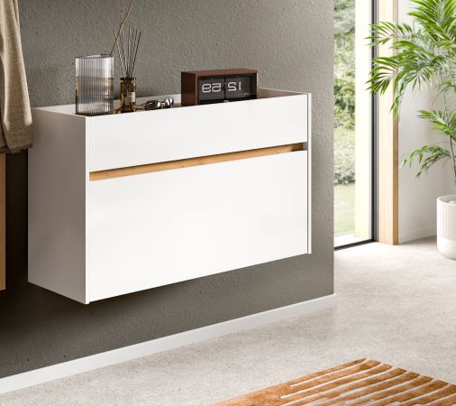 Schuhkipper Borga in wei� und Artisan Eiche Schuhschrank h�ngend 110 cm