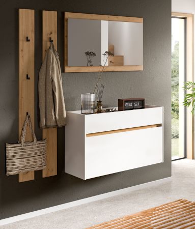 Schuhkipper Borga in wei� und Artisan Eiche Schuhschrank h�ngend 110 cm