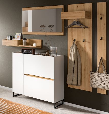 Garderobe Set 5-teilig Borga in wei� und Artisan Eiche 236 x 192 cm, Soft-Close