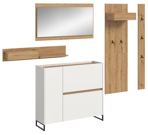 Garderobe Set 5-teilig Borga in wei� und Artisan Eiche 236 x 192 cm, Soft-Close