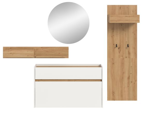 Garderobe Set 4-teilig Borga in wei� und Artisan Eiche 205 x 197 cm