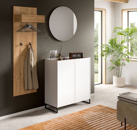 Garderobe Set 3-teilig Borga in wei� und Artisan Eiche 155 x 197 cm, Soft-Close